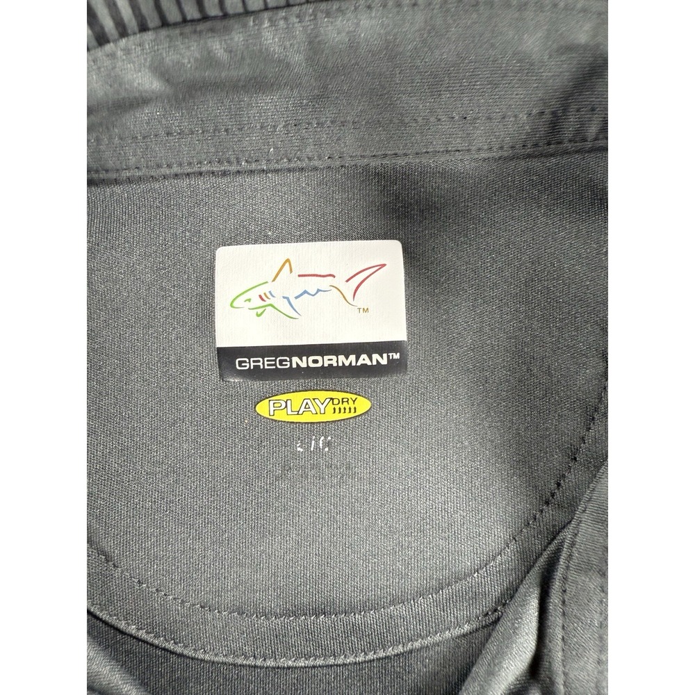 Greg Norman PlayDry Polo Shirt Gray Striped Short Sleeve Golf Performance Mens L - Picture 3 of 8